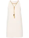 Elisabetta Franchi Chain-link Detail Crepe Mini Dress In White