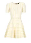 Elisabetta Franchi Mini Dress In Yellow With Belted Waist In Yellow