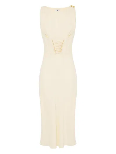 ELISABETTA FRANCHI ELISABETTA FRANCHI LIGHT YELLOW MIDI DRESS