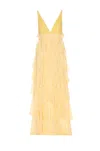 Elisabetta Franchi Lace And Ruffles Long Sleeve Dress In Yellow