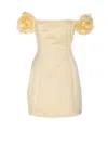 Elisabetta Franchi Short Black Dress With Rose-shaped Straps In Neutral