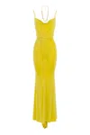 Elisabetta Franchi Maxi Dress In Yellow Wirh Gathered Details In Yellow