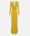 Elisabetta Franchi Piercing-detail Jersey Gown In Yellow