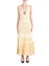 Elisabetta Franchi Openwork Sleeveless Maxi Dress In Giallo Vivaci