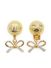 Elisabetta Franchi Bow Drop Gemstone Stud Earrings In Gold