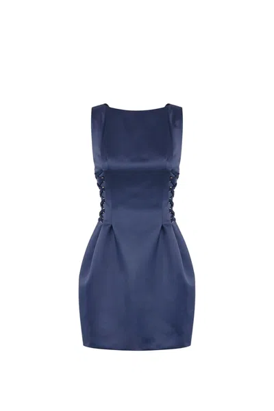 ELISABETTA FRANCHI DUCHESS DRESS WITH BOAT NECKLINE AND LACES