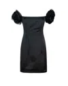 Elisabetta Franchi Duchess Dress With Floral Appliques In Black