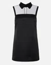 Elisabetta Franchi Duchesse And Tulle Dress With Rhinestone In Black