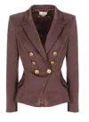 Elisabetta Franchi Duchesse Blazer With Jewel Buttons In Purple