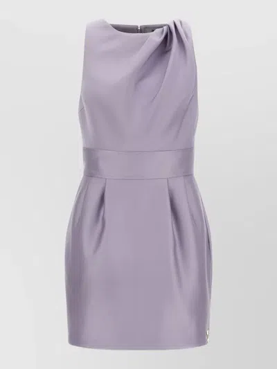 Elisabetta Franchi Duchesse Dress Draped Neckline Gold Tone In Purple