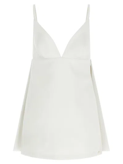 Elisabetta Franchi Duchesse Mini Dress With Innovative Back Cape Design In Neutral