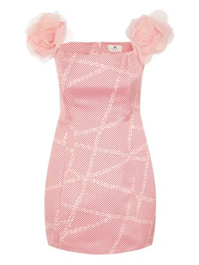 Elisabetta Franchi Duchesse Satin Mini Dress In Rosa