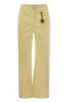 Elisabetta Franchi Straight Cut Cotton Jeans With Belt Loops In Yellow