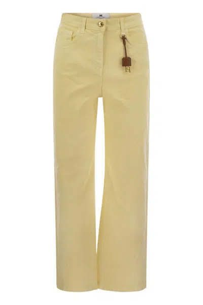 Elisabetta Franchi Women's Dyed Cotton Jeans With Logo Charm In Yellow