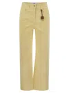 Elisabetta Franchi Dyed Cotton Jeans With Logo Charm In Yellow