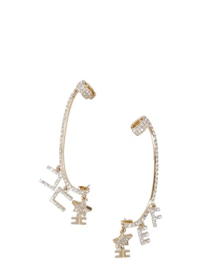 Elisabetta Franchi Earcuff Earrings With Charms In Gold