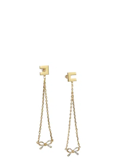 Elisabetta Franchi Earrings With Bow In Gold