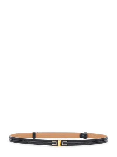Elisabetta Franchi Eco Leather Belt With Logo Buckle In Multi