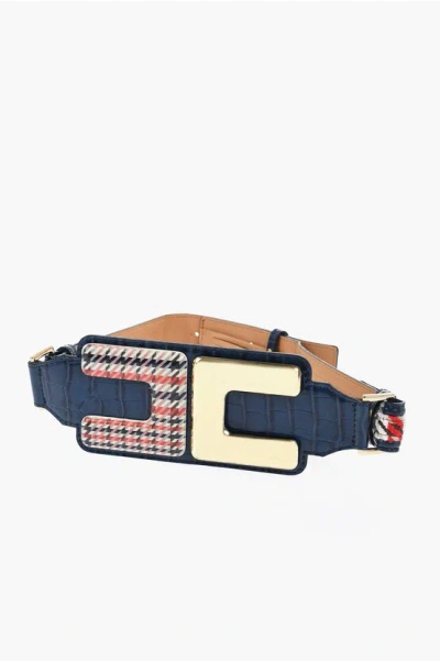 Elisabetta Franchi Eco-leather Maxi Logo Belt In Multi