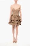 Elisabetta Franchi Eco-patent Leather Flounced Dress In Brown