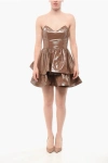 Elisabetta Franchi Eco-patent Leather Flounced Dress In Brown