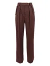 Elisabetta Franchi Tailored Brown Trousers With High Waist And Decorative Pockets In Brown