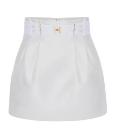 Elisabetta Franchi Elastic-strap Mini Skirt In White