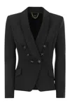 Elisabetta Franchi Women's Double-breasted Crepe Jacket With Shawl Lapels In Black