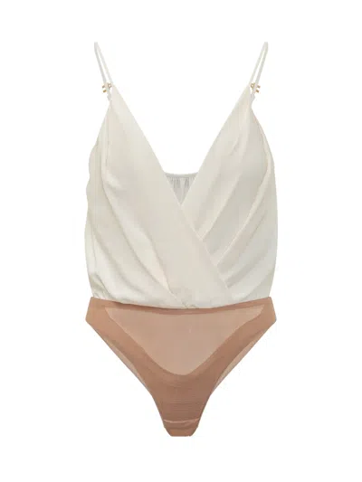 Elisabetta Franchi Elegant Draped Mini Top In Burro