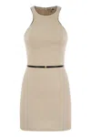 Elisabetta Franchi Elegant Fitted Stretch Dress In Neutral