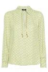 Elisabetta Franchi Monogram-print Cady Blouse In Green