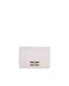 Elisabetta Franchi Rectangular Pink Smooth Geometric Clasp Clutch In White