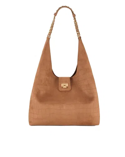 Elisabetta Franchi Elegant Mini Leather Brown Bag For Women