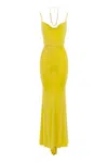Elisabetta Franchi Red Carpet Dress In Cupro Jersey Draped In Yellow