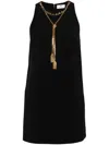 Elisabetta Franchi Boxy Crepe Minidress With Necklace In Black
