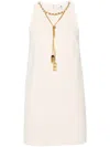 Elisabetta Franchi Chain-link Detail Crepe Mini Dress In White