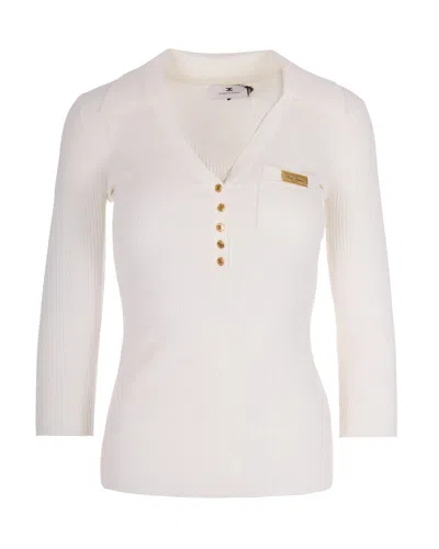 Elisabetta Franchi Elegant Women's Mini Sweater For Ss26 In White