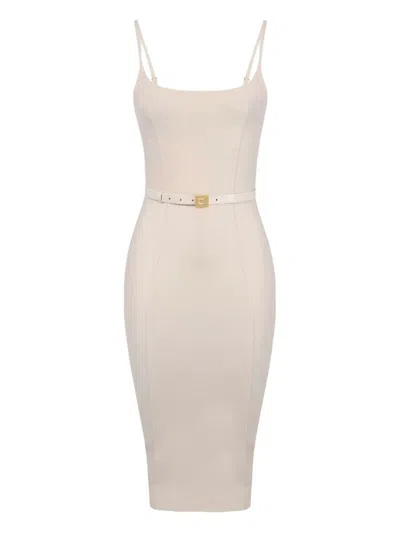 Elisabetta Franchi Belted Sleeveless Dress In Gray