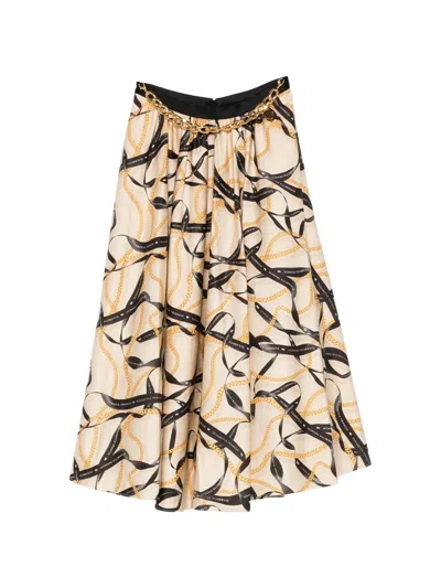 Elisabetta Franchi Chain-print Midi Skirt In Multi