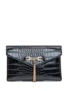 Elisabetta Franchi Crocodile-effect Chain Clutch In Black