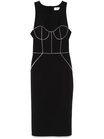 Elisabetta Franchi Contrasting-piping Midi Dress In Black