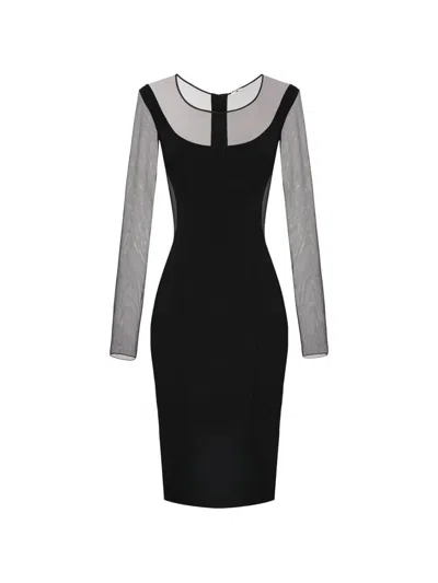 Elisabetta Franchi Cut-out Sheer Midi Dress In Black