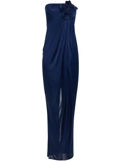 ELISABETTA FRANCHI ELISABETTA FRANCHI ELISABETTA FRANCHI FLORAL-APPLIQUÉ SATIN DRESS