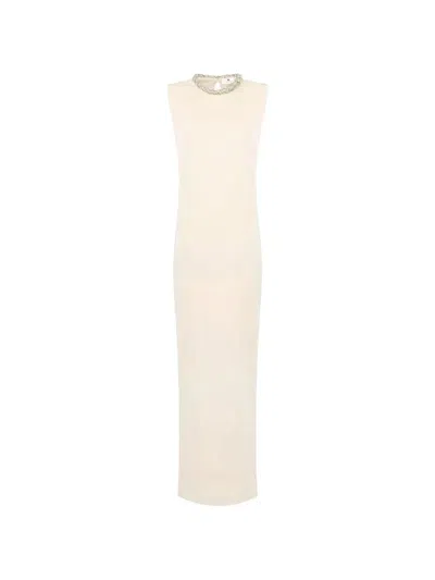 Elisabetta Franchi Jewelled Sleeveless Maxi Dress In Neutral