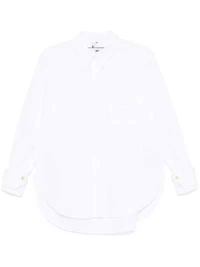 Elisabetta Franchi Logo-embroidered Poplin Shirt In White