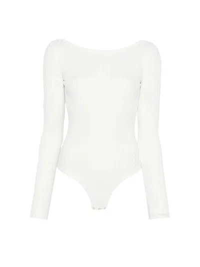 Elisabetta Franchi Long-sleeve Ribbed Bodysuit In White
