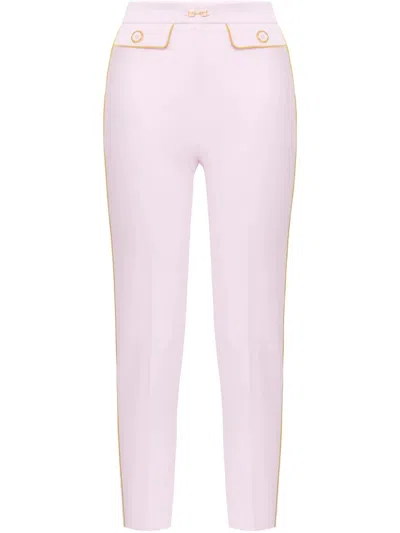 ELISABETTA FRANCHI ELISABETTA FRANCHI ELISABETTA FRANCHI PIPED-TRIM CREPE SLIM-FIT TROUSERS