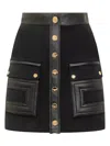 Elisabetta Franchi Skirt With Gold Buttons, Pockets And Zip Closure In Black