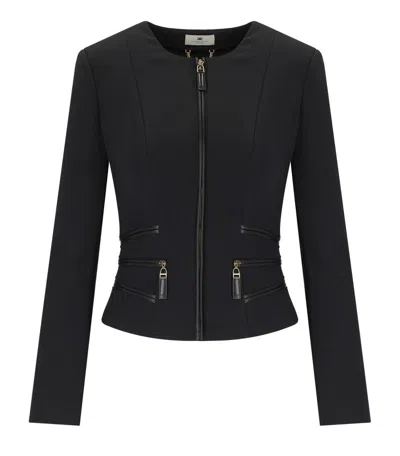 ELISABETTA FRANCHI ELISABETTA FRANCHI ELISBETTA FRANCHI BLACK ZIPPED JACKET