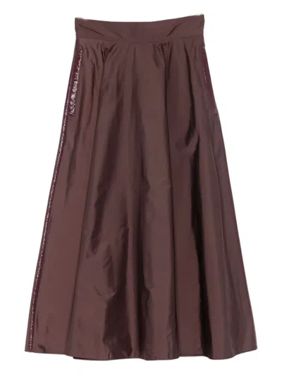 Elisabetta Franchi Embellished A-line Midi Skirt In Brown